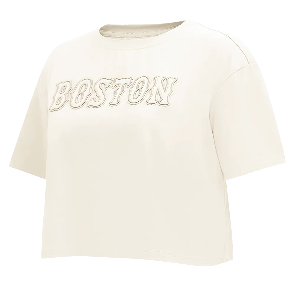 MLB BOSTON RED SOX NEUTRAL WOMEN'S BOXY TOP (EGGSHELL)