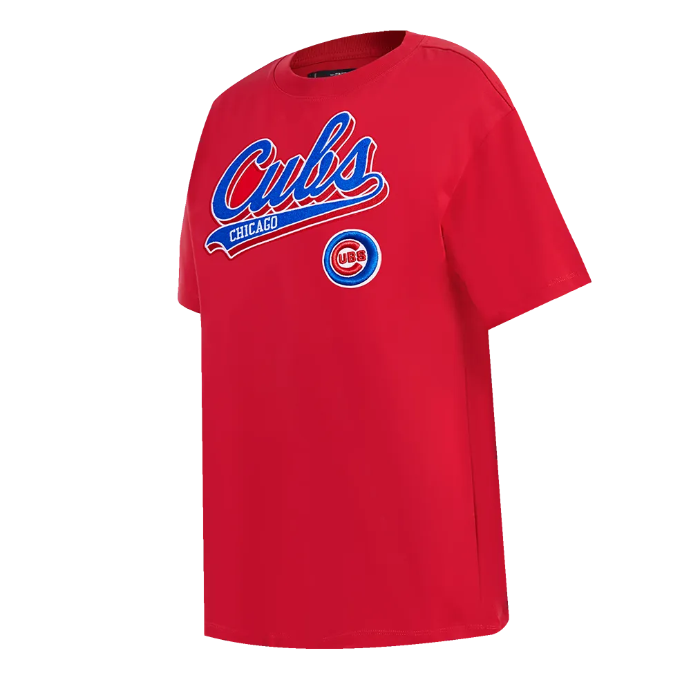 MLB CHICAGO CUBS SCRIPT TAIL WOMEN'S BF TOP (RED)