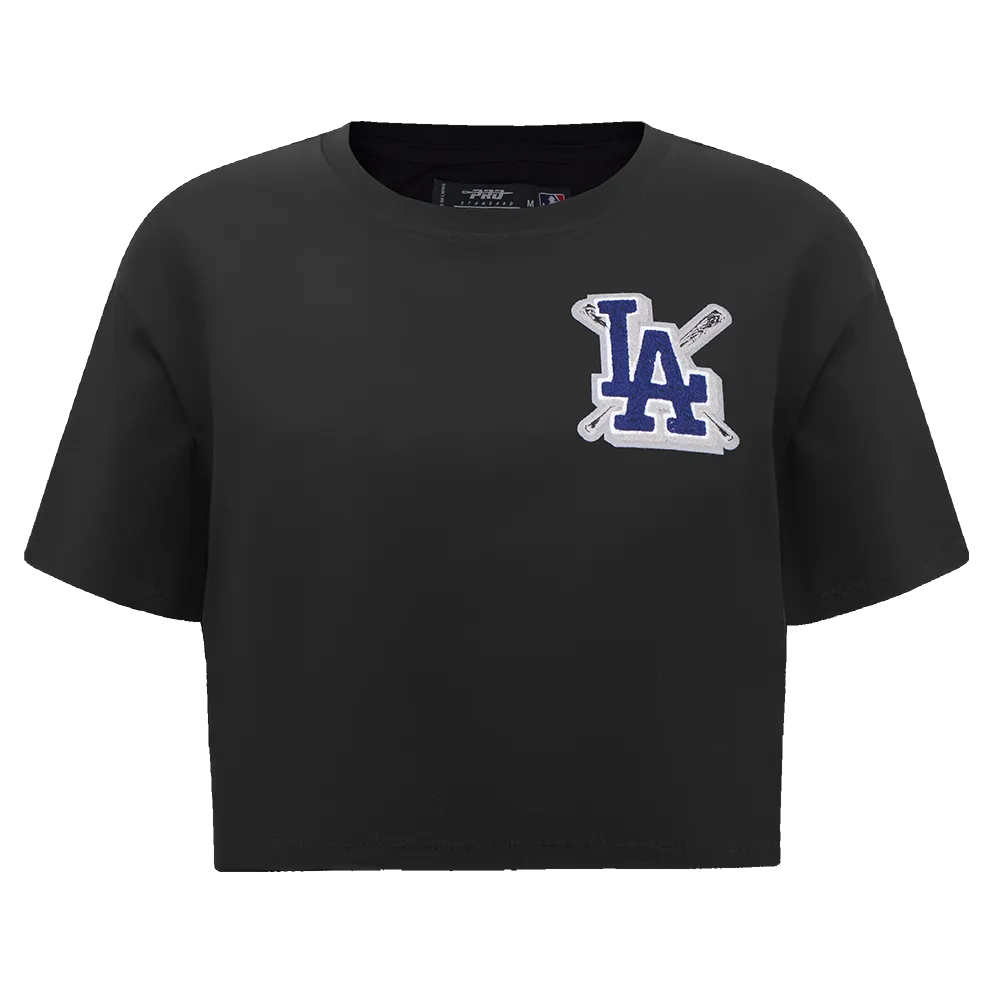 MLB LOS ANGELES DODGERS MASHUP WOMEN'S BOXY TOP (BLACK)