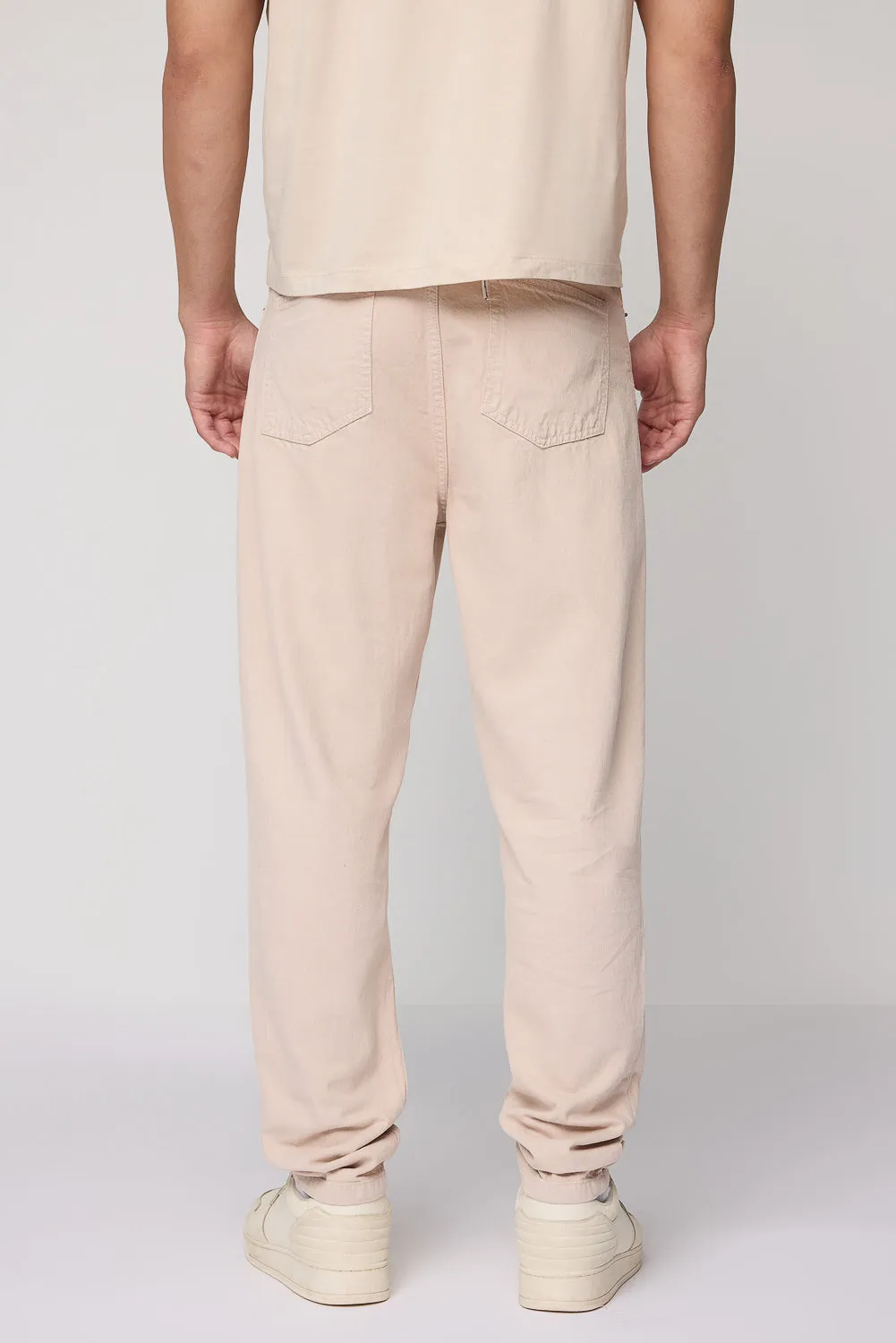 Neutral Beige Men's Carrot Fit Denim Jeans