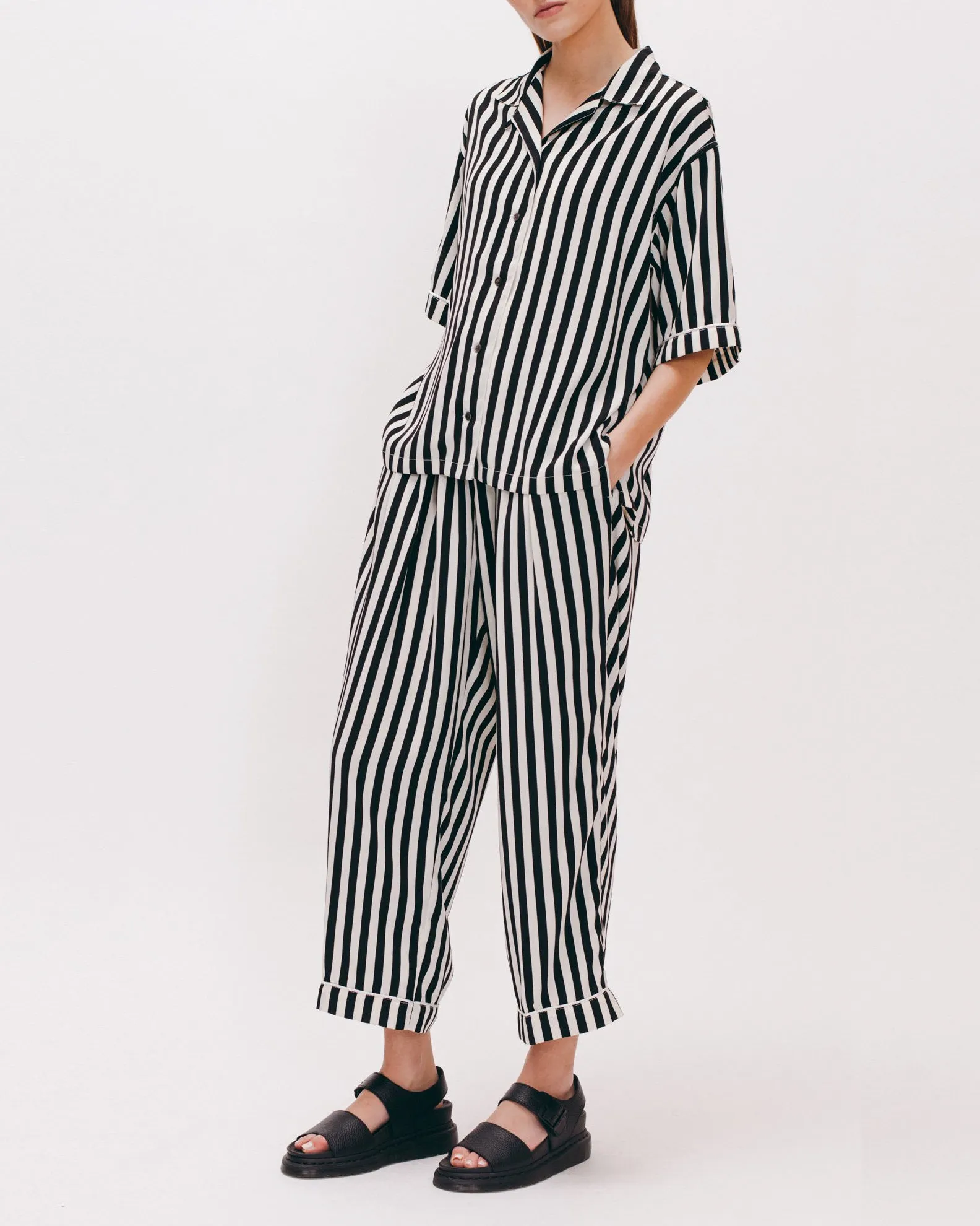 Pajama Shirt - Black Stripe