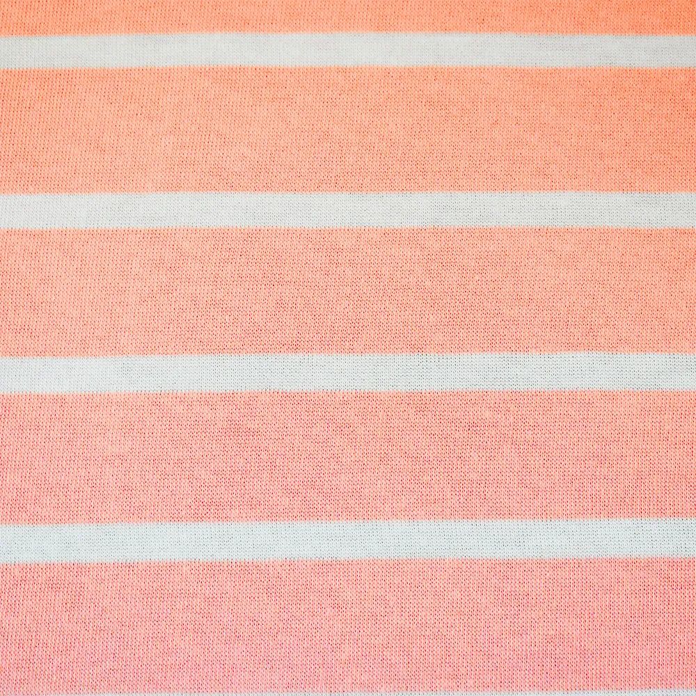 Peach-White Rayon Stretch Spandex Stripe Jersey Knit Fabric