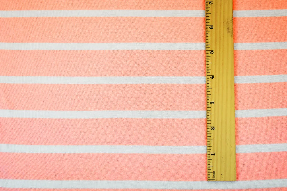 Peach-White Rayon Stretch Spandex Stripe Jersey Knit Fabric