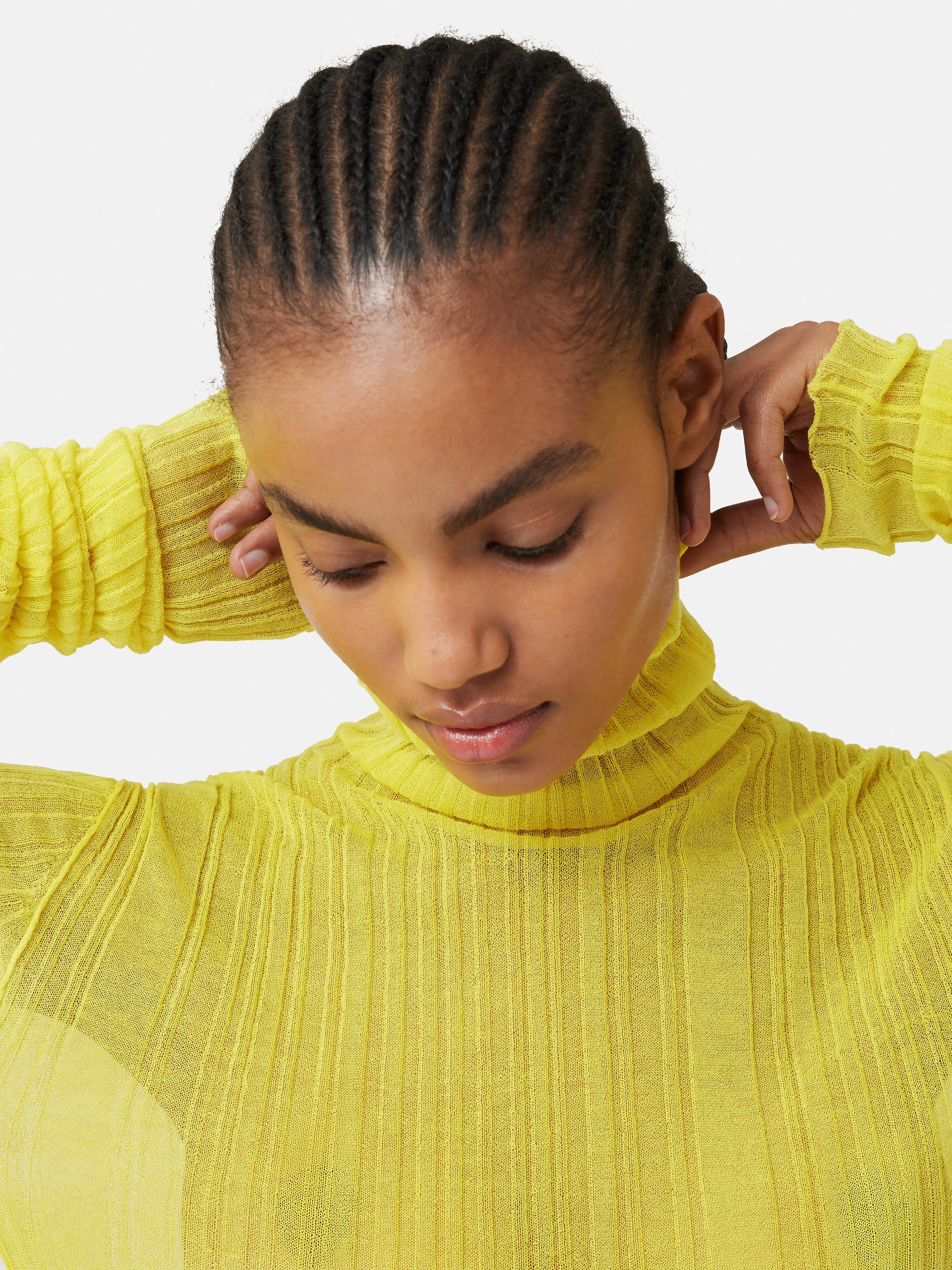 ROKSANDA Plisse Knit Polo Neck | Yellow