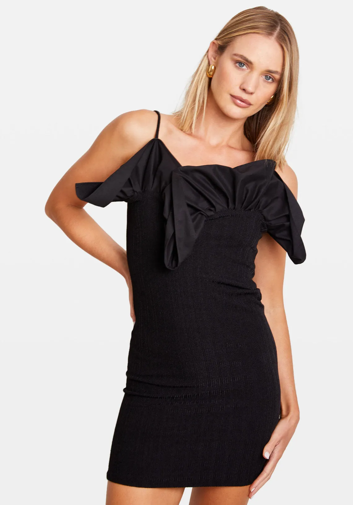 SCULPTURE RUFFLE MINI DRESS