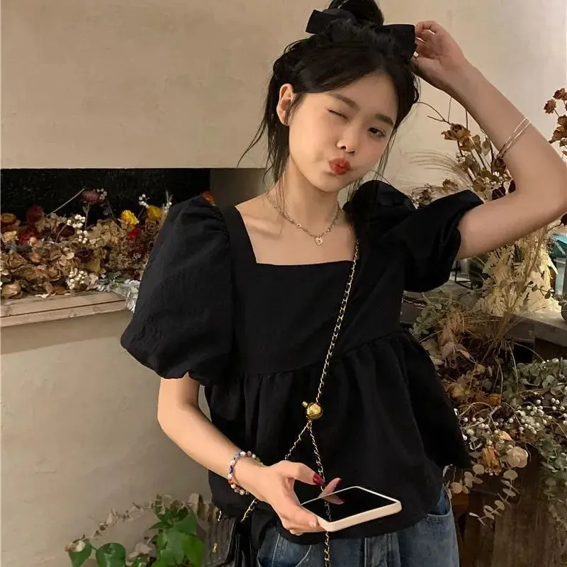 Simple Sweet Basics Korean Style All-Match Blouses