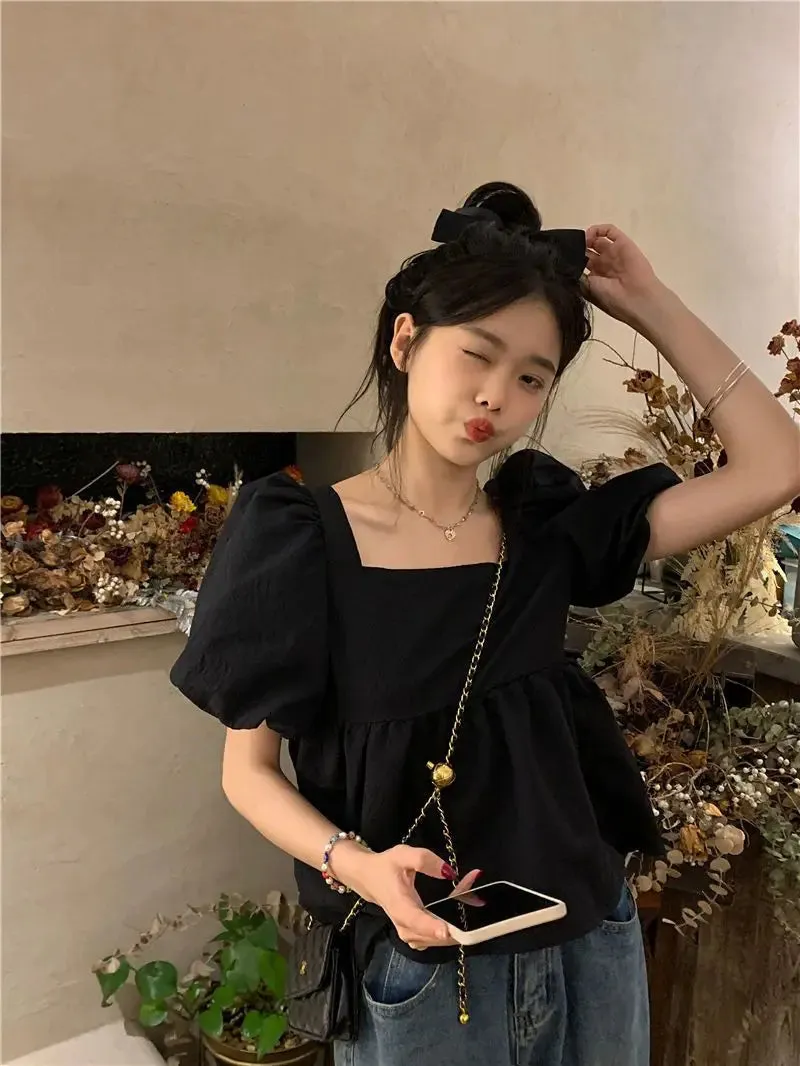 Simple Sweet Basics Korean Style All-Match Blouses