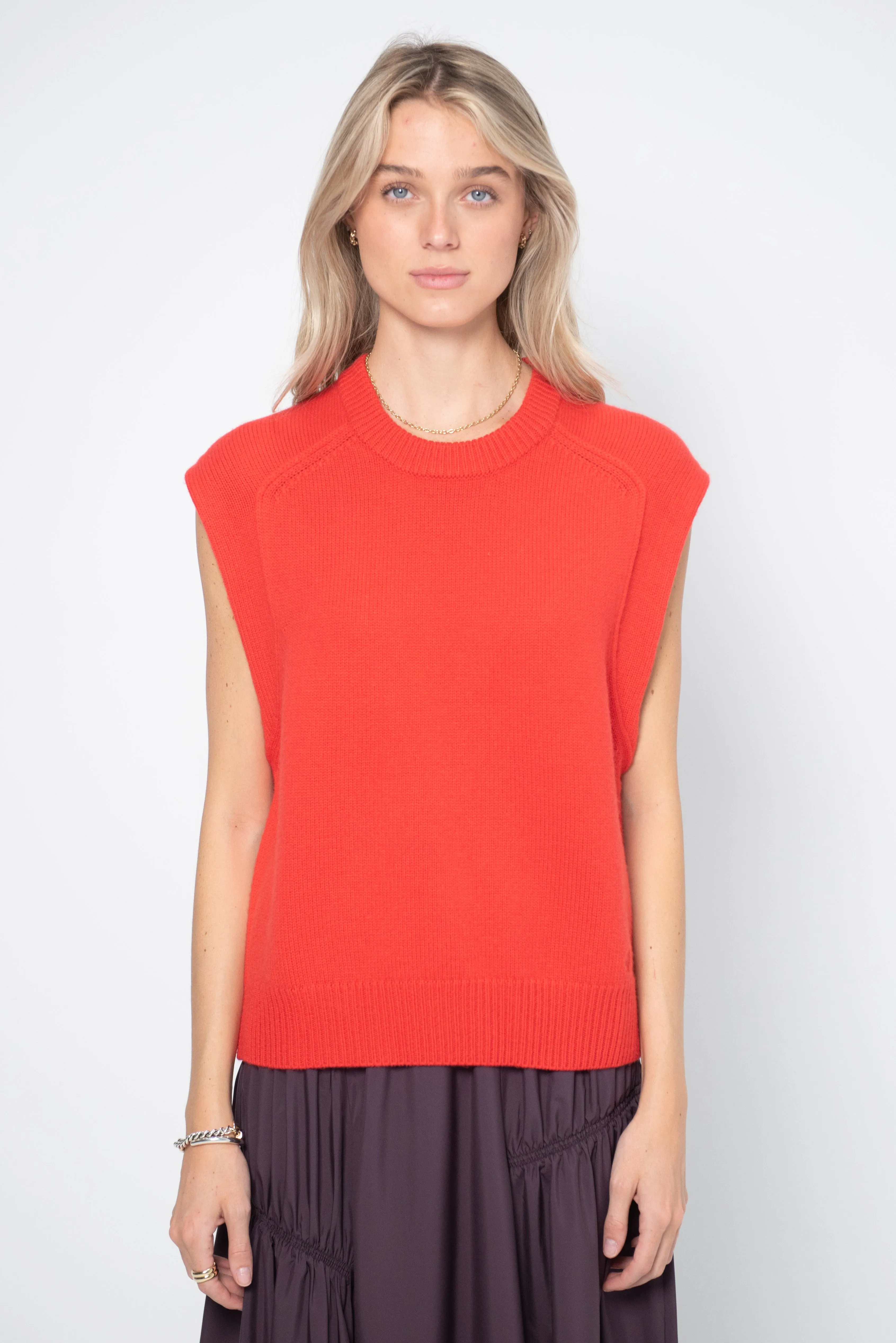 Sleeveless Boxy Top, Chili