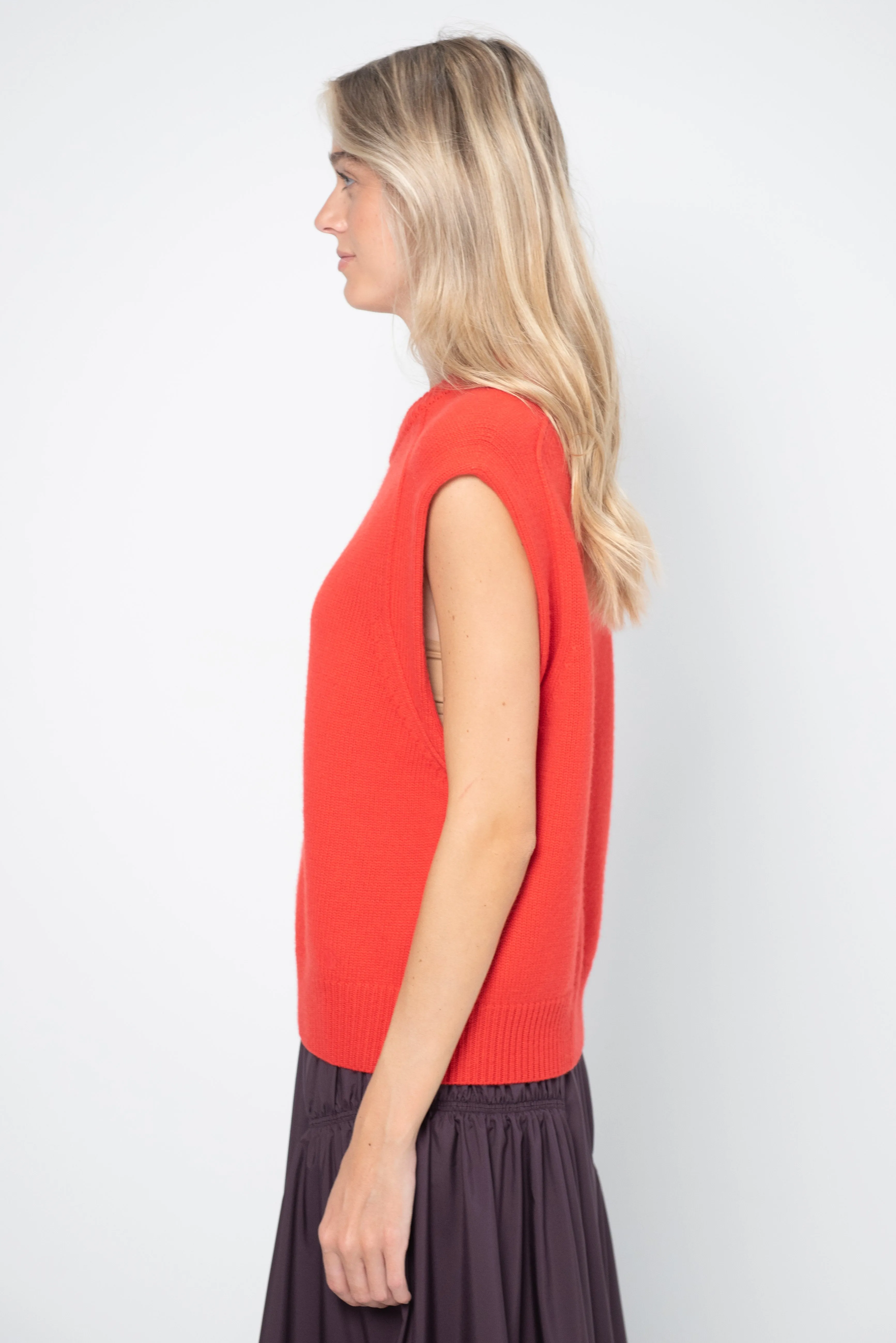 Sleeveless Boxy Top, Chili