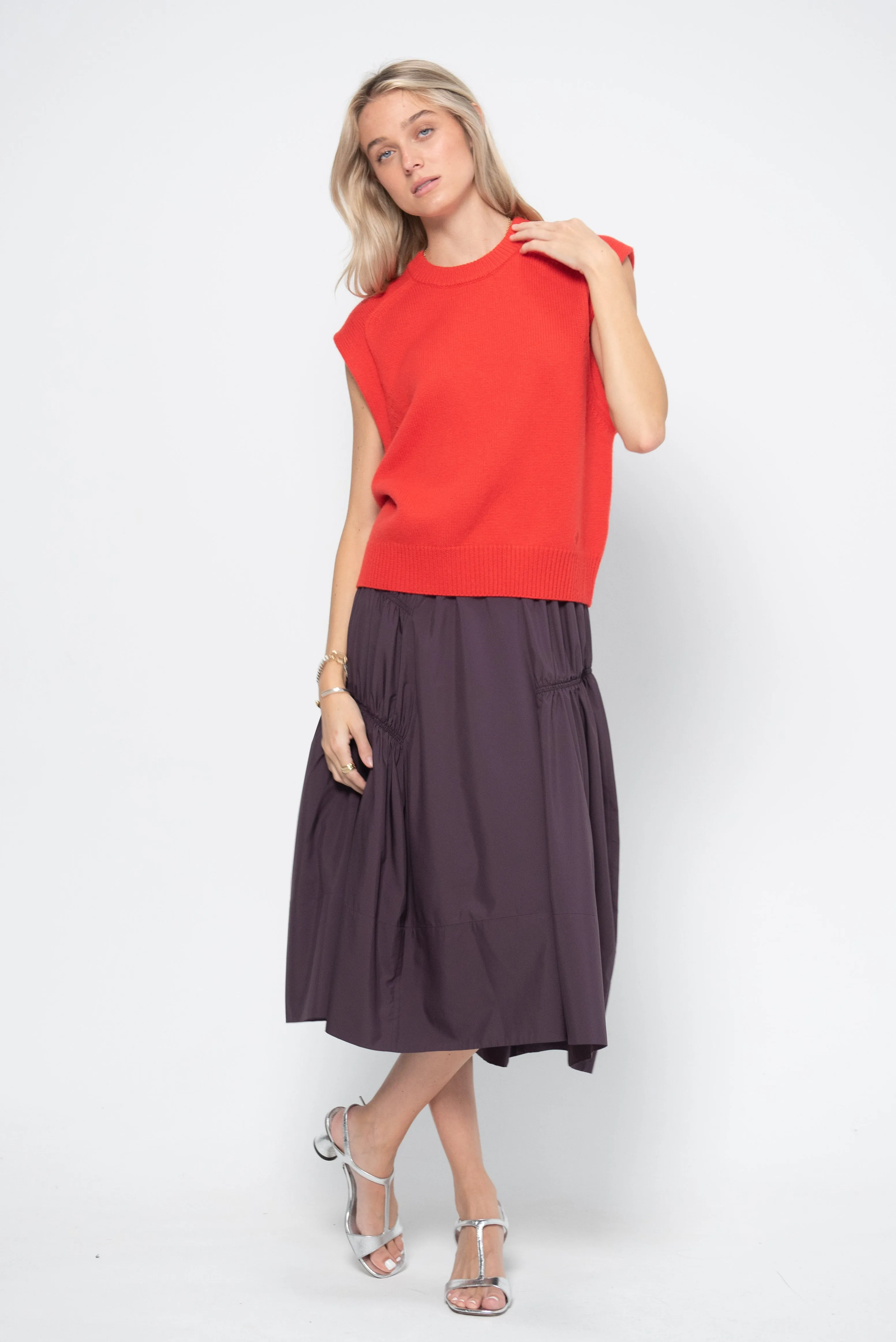 Sleeveless Boxy Top, Chili