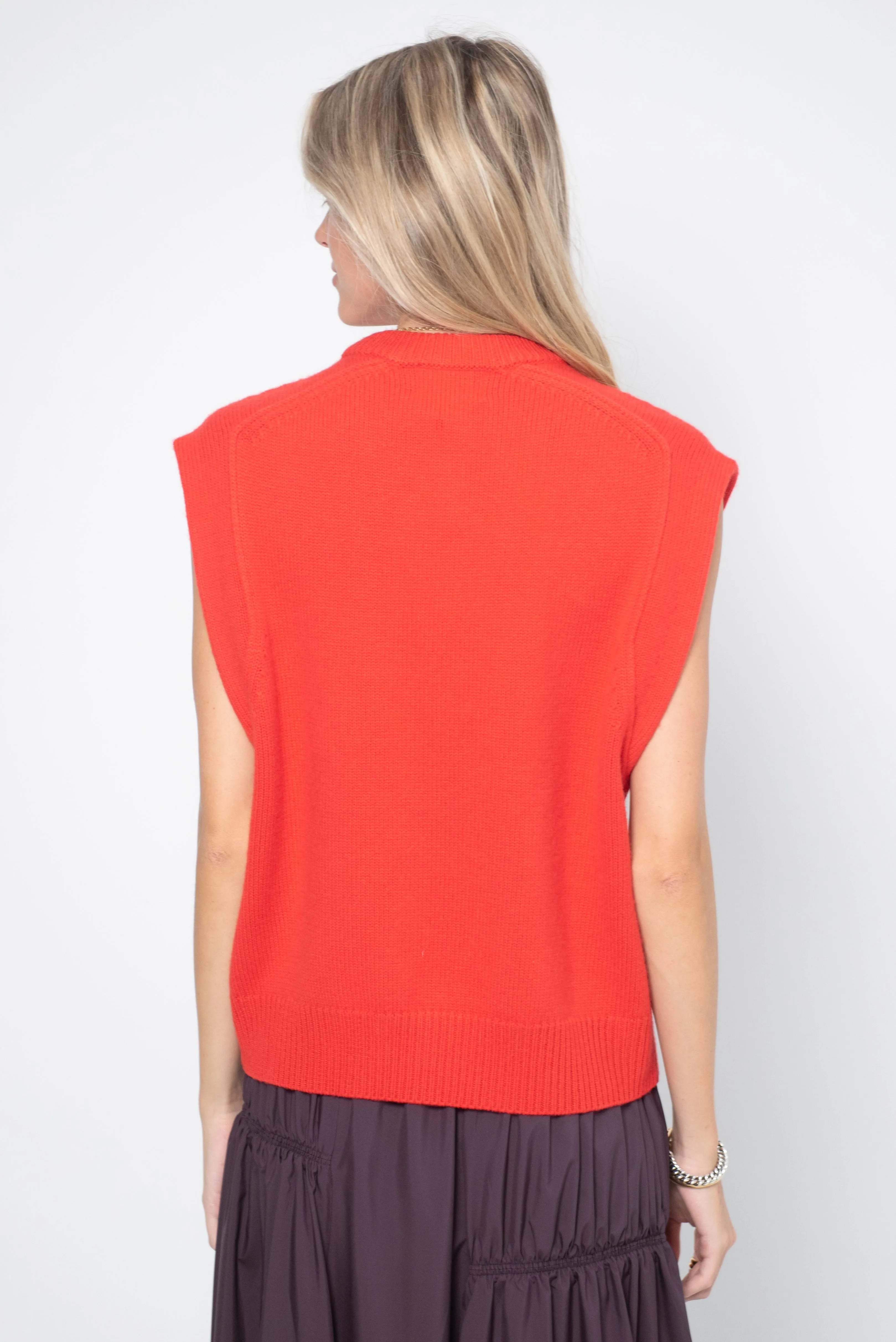 Sleeveless Boxy Top, Chili