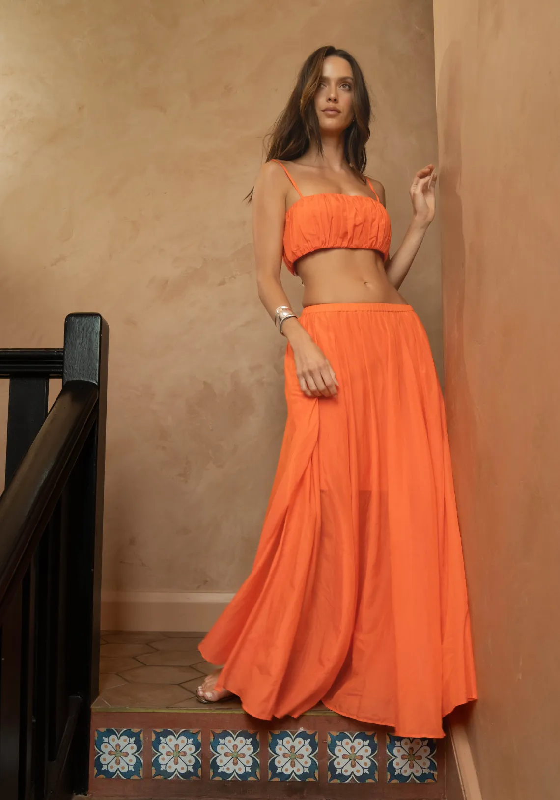 SOL MAXI SKIRT TANGERINE