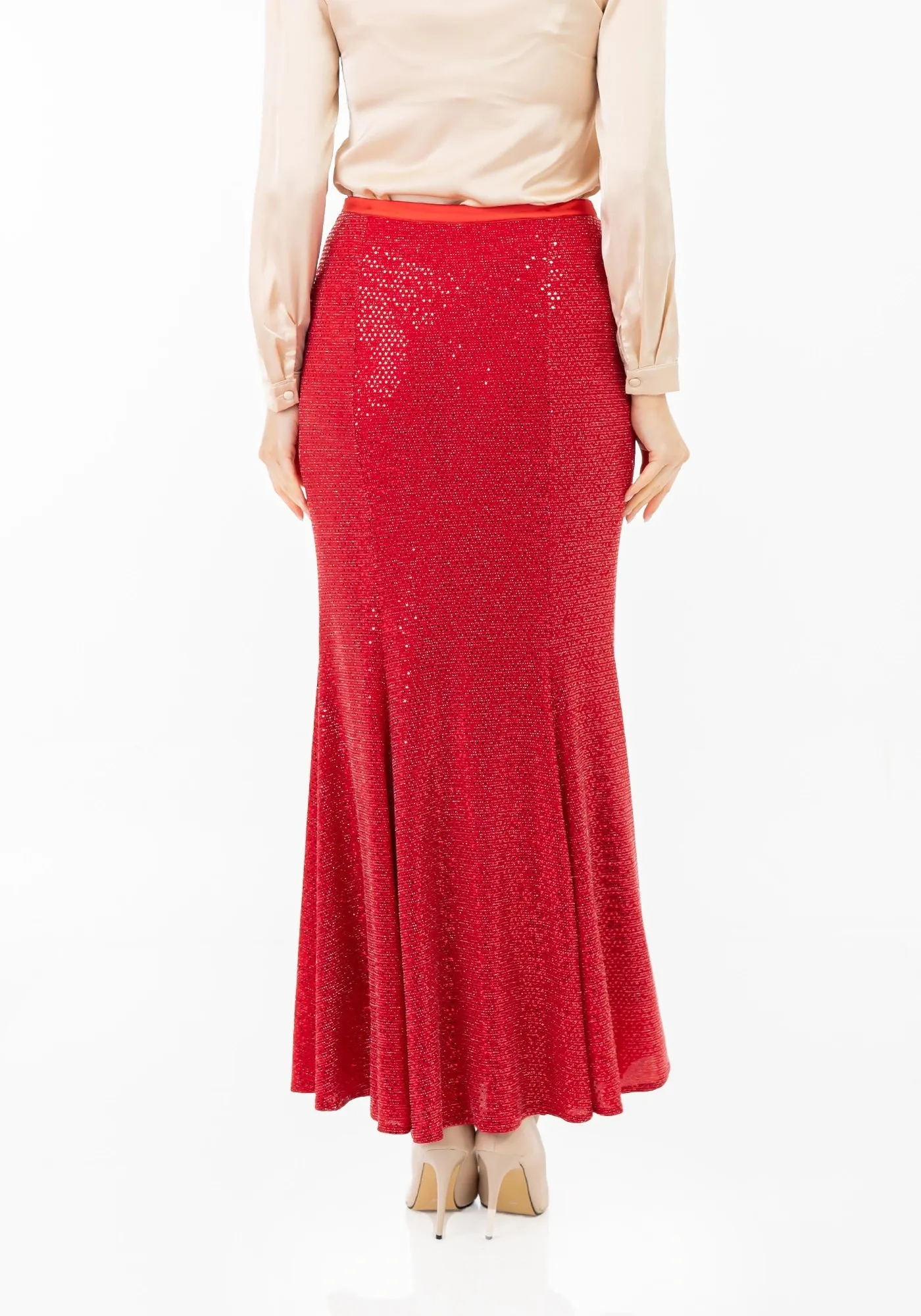 Sparkling Sequin Fishtail Maxi Skirt