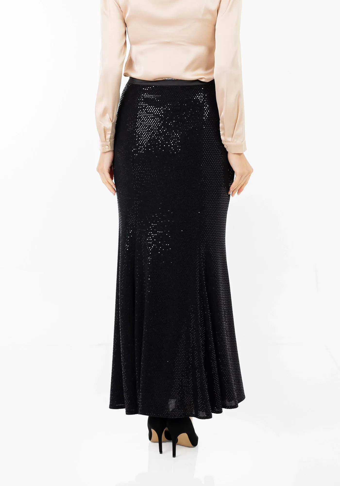 Sparkling Sequin Fishtail Maxi Skirt