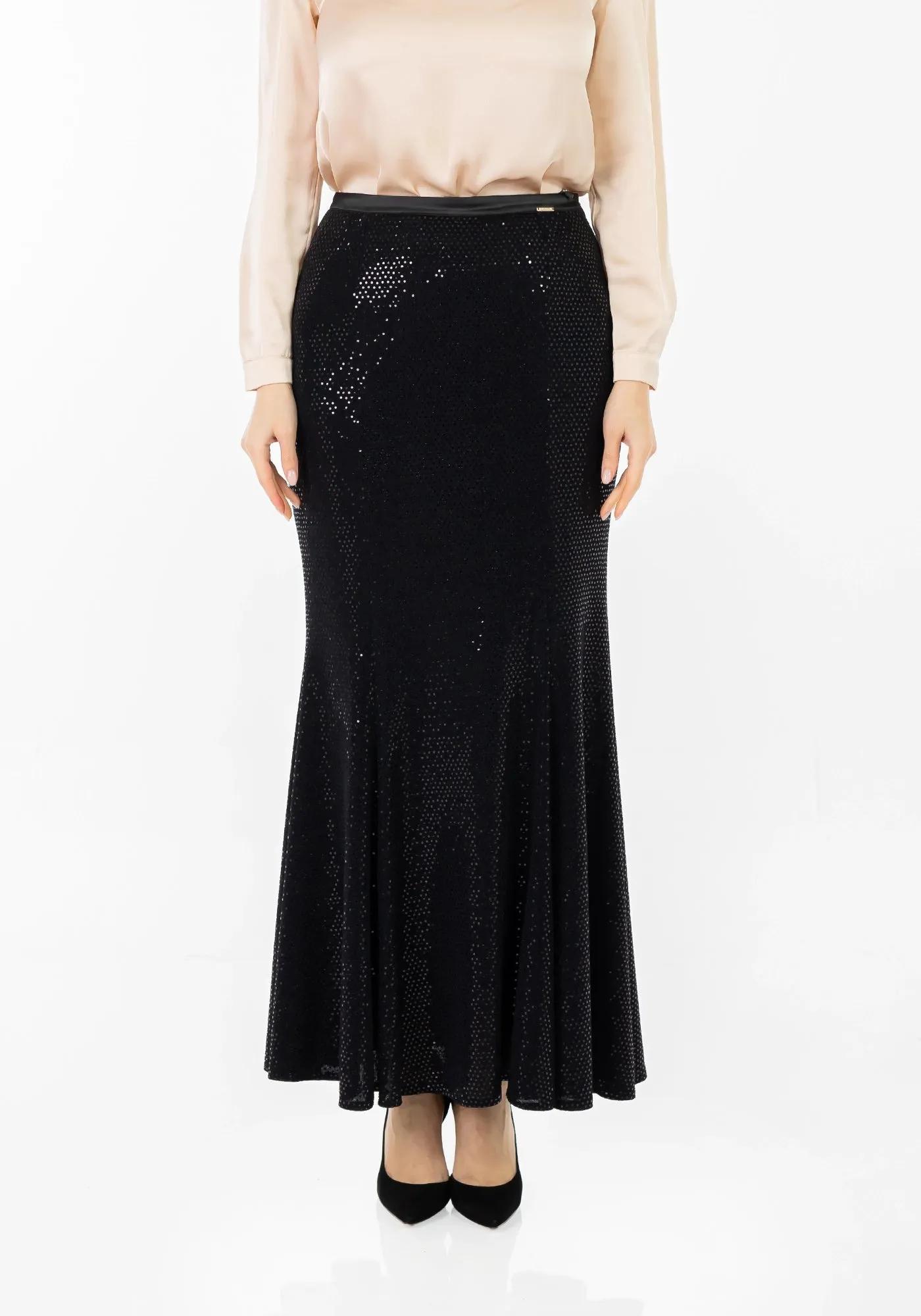 Sparkling Sequin Fishtail Maxi Skirt