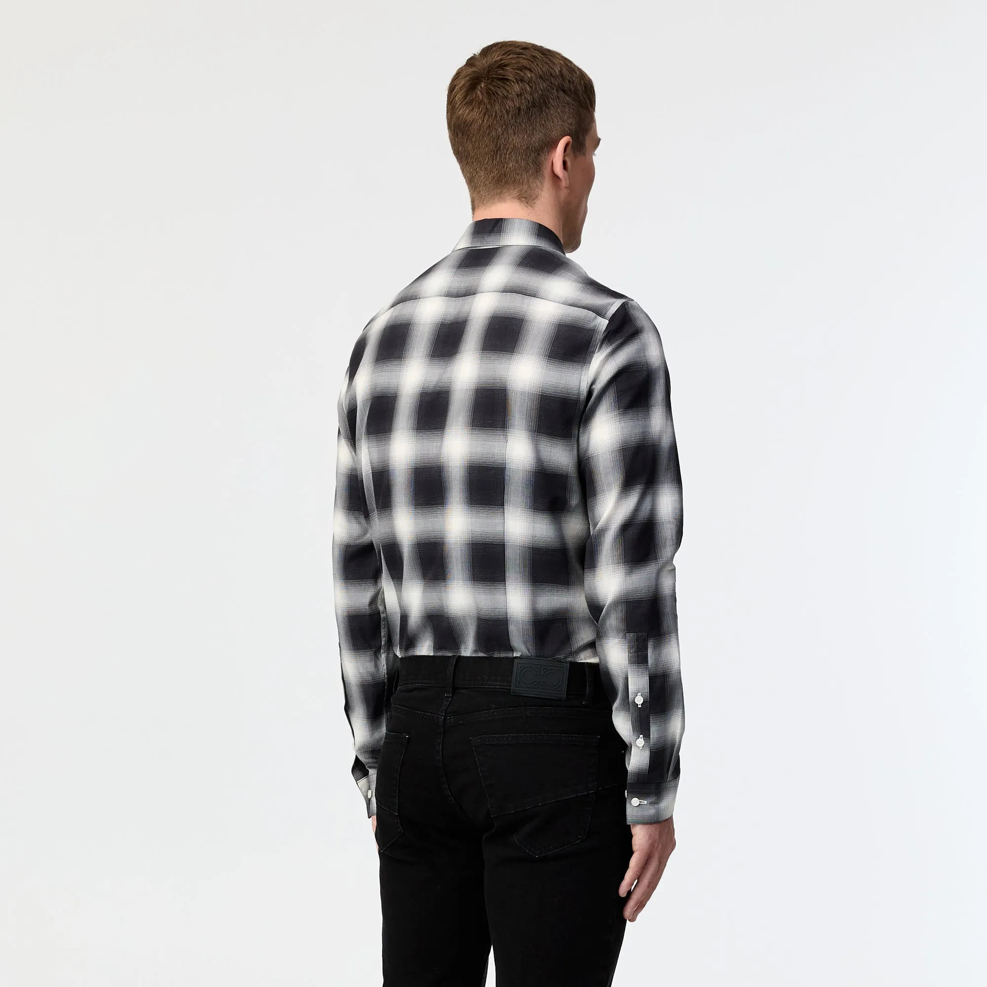 Tailored Fit Shadow Check Shirt Black Combo