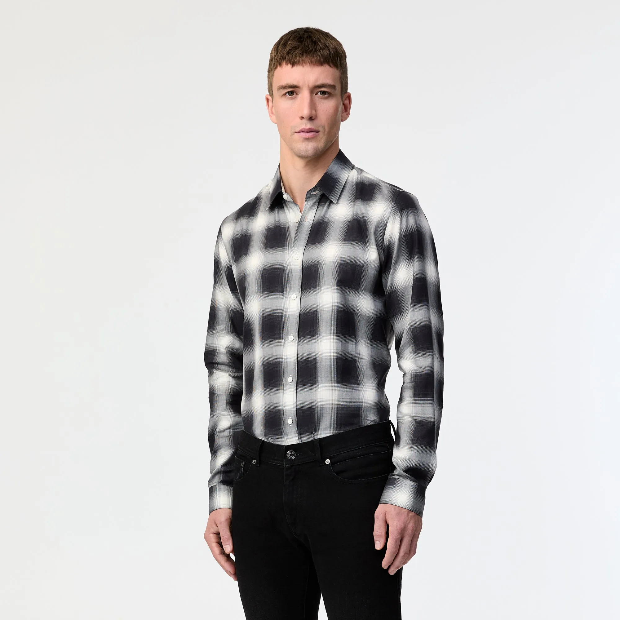 Tailored Fit Shadow Check Shirt Black Combo