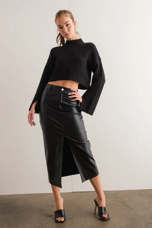 The Faux Leather Split Skirt