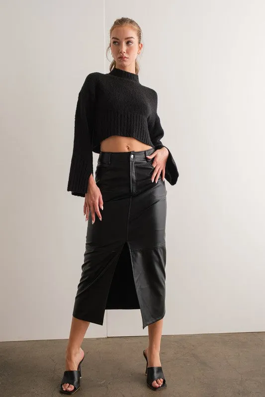 The Faux Leather Split Skirt