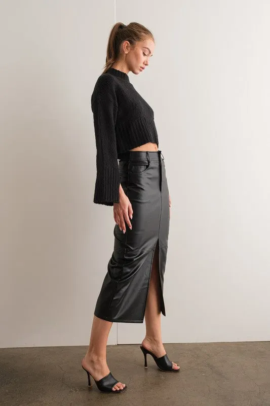 The Faux Leather Split Skirt