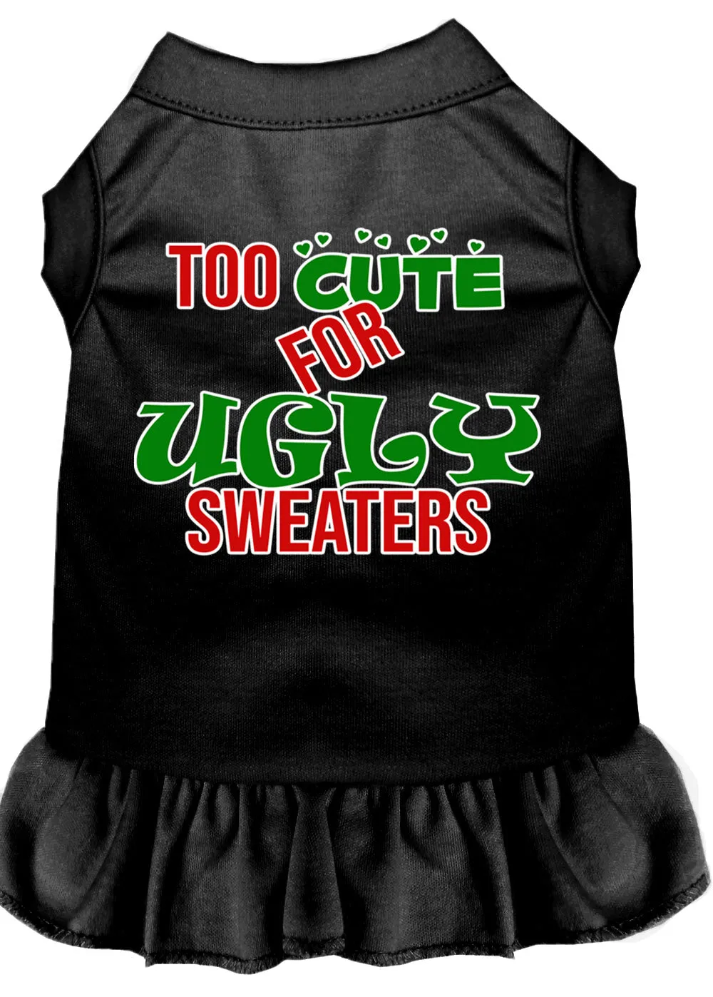 Too Cute For Ugly Sweaters Screen Print Dog Dress Black Med