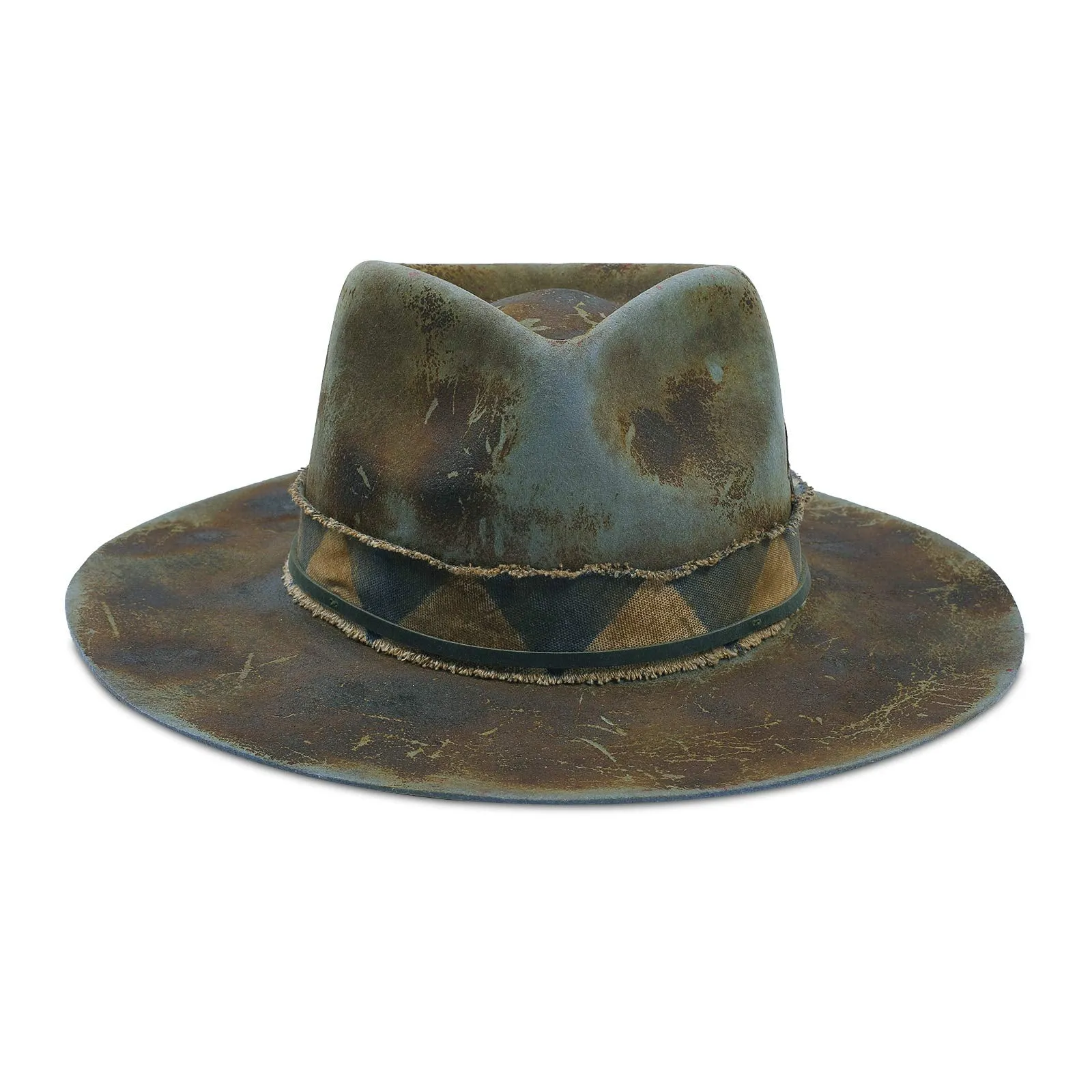 Vestige - Handcrafted Burned Distressed Wide Brim Fedora Hat