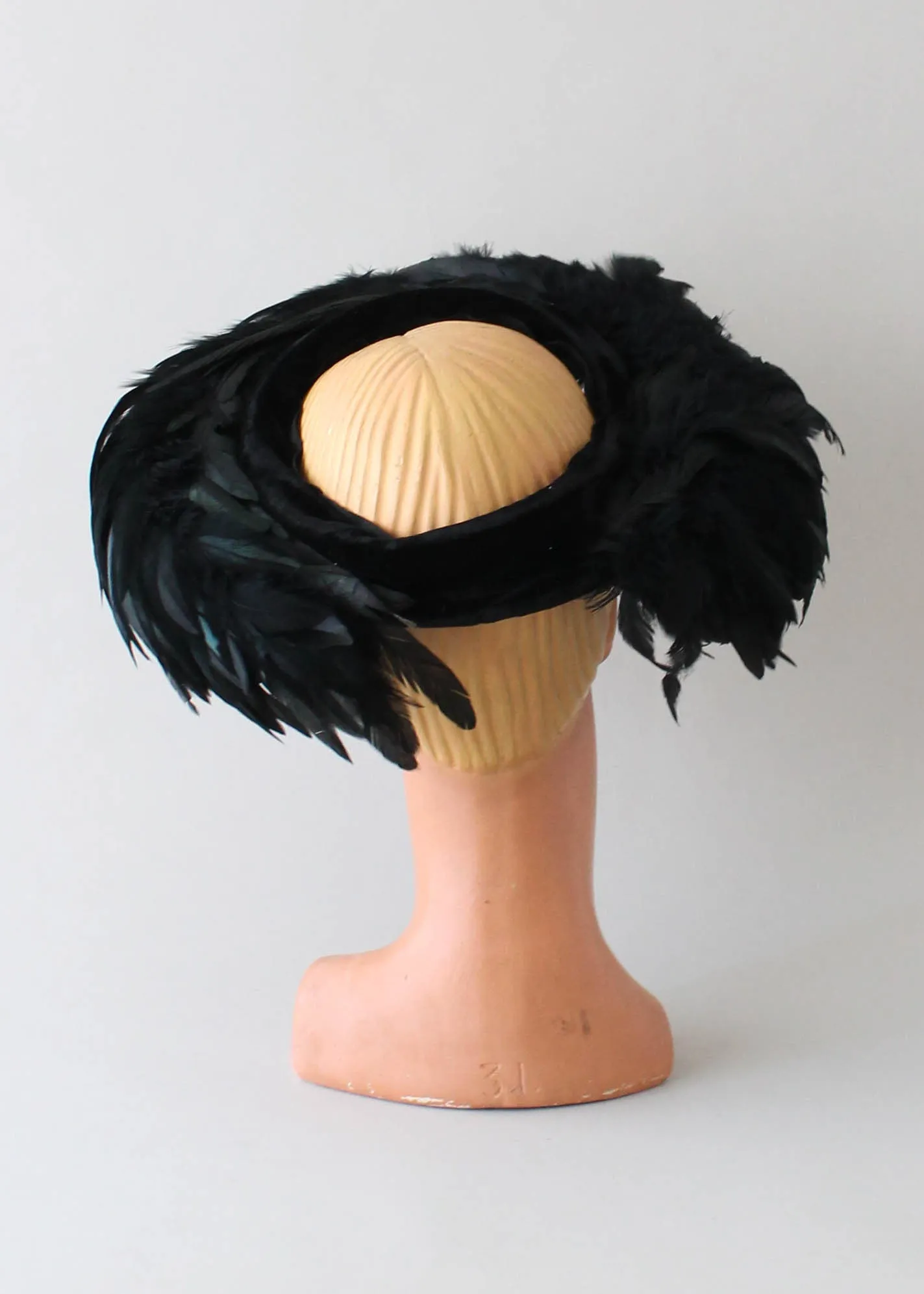 Vintage 1960s Wide Brim Feather Hat