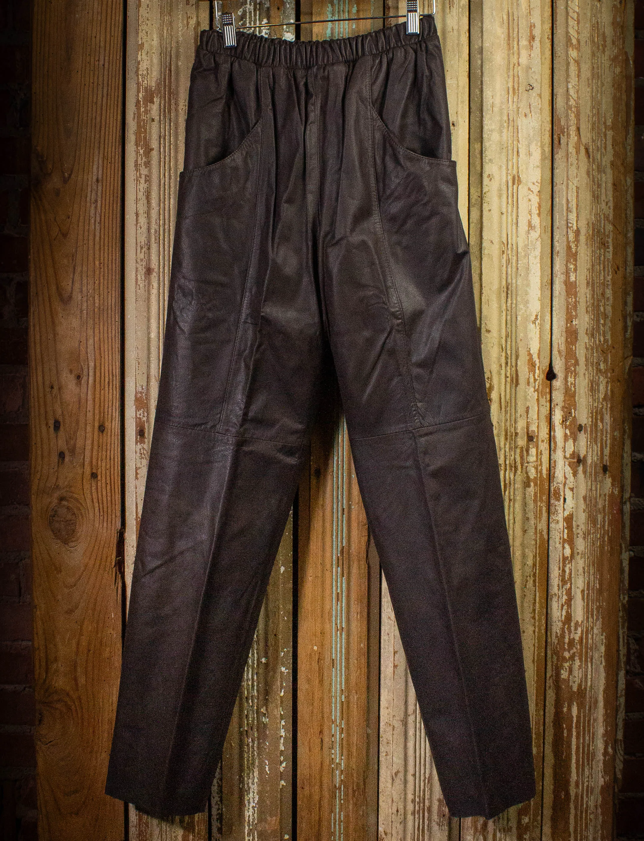 Vintage Sally B Leather Pants 80s Brown Medium