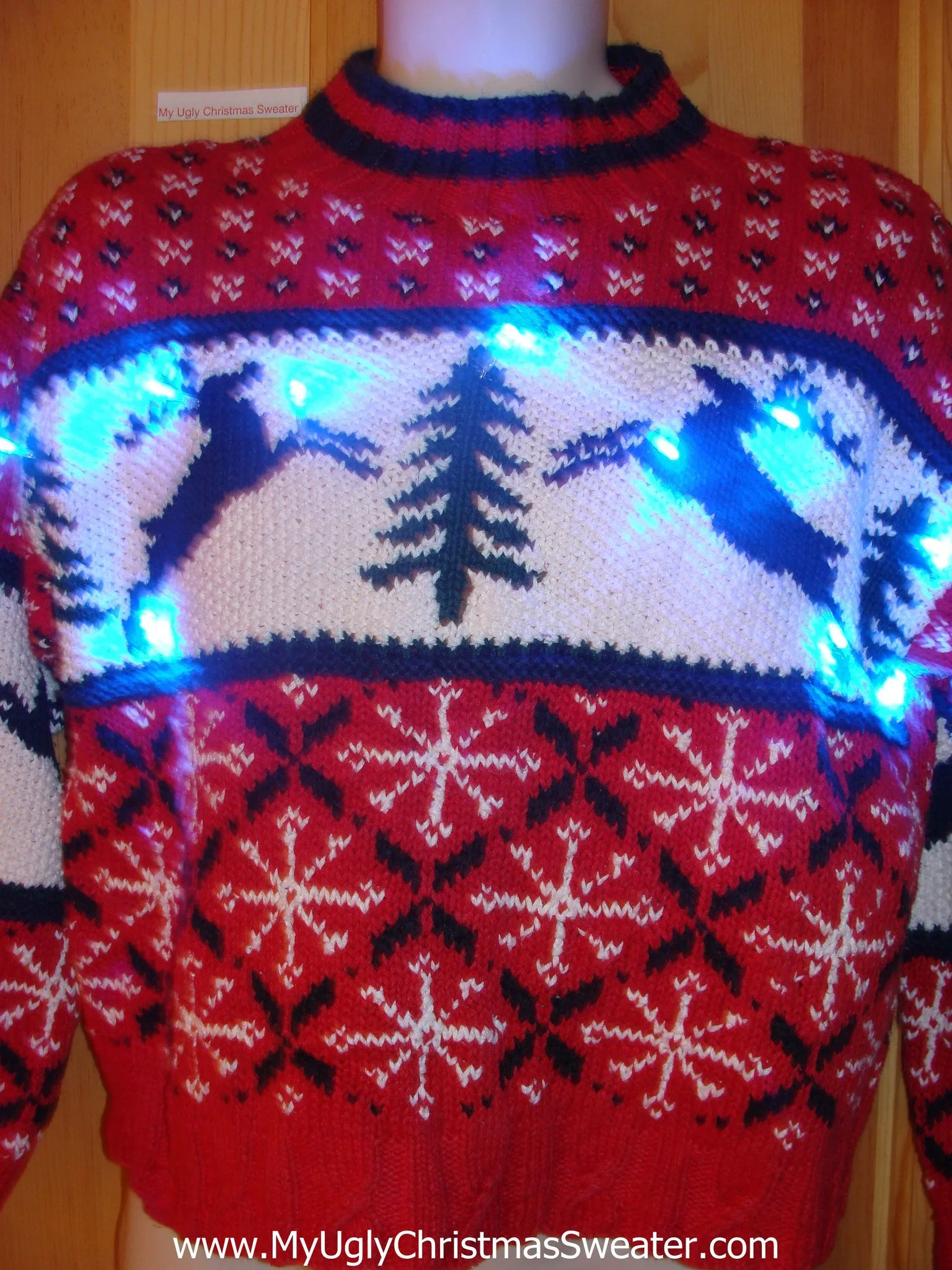 Vintage Style Tacky Light Up Christmas Sweater Nordic Reindeer