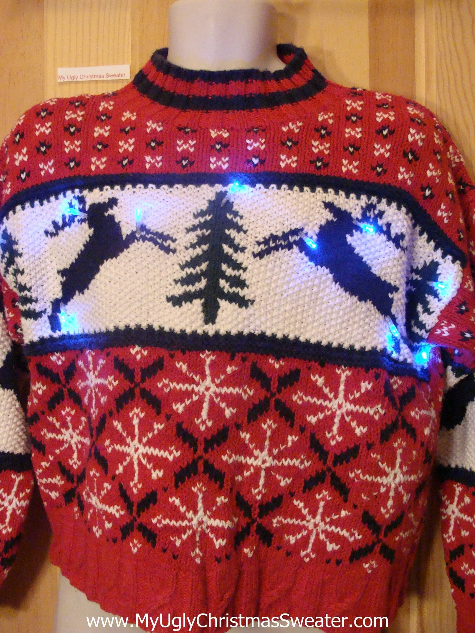 Vintage Style Tacky Light Up Christmas Sweater Nordic Reindeer