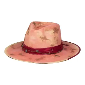 Wander - Pink Burned Distressed Wide Brim Fedora Hat